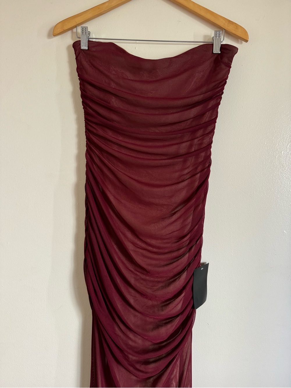 Retrofete Gold Satin Dress with Burgundy Accent - Picture 2 of 7